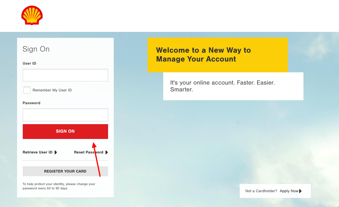 shell credit card login